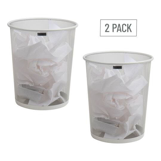 Mind Reader 2 Piece Garbage Round Metal Mesh Waste Basket Recycling Bin